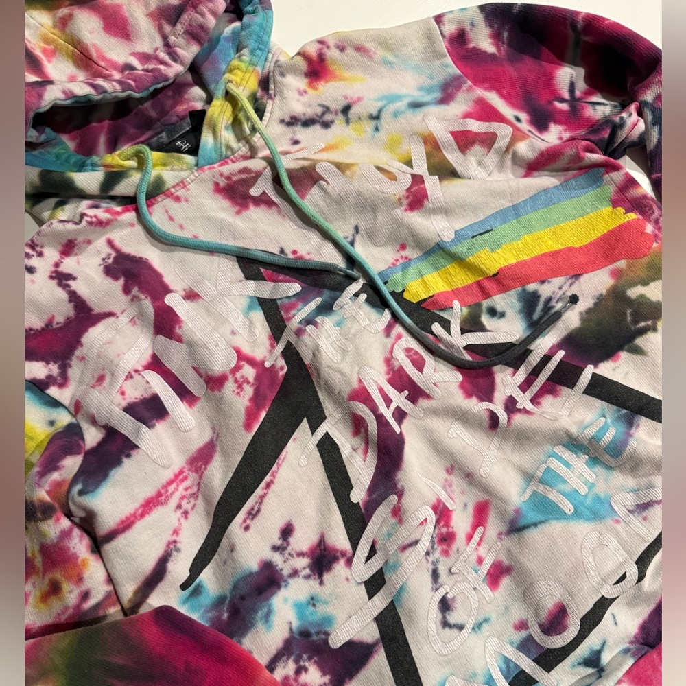 PINK FLOYD tie dye Dark Side of the Moon hooded sweater Perryscope M - Picture 2 of 4